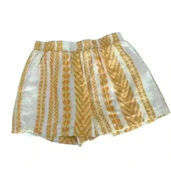 En Crème - Annika Embroidered Shorts - Yellow/Cream Aztec Print - Womens Large - Picture 3 of 6